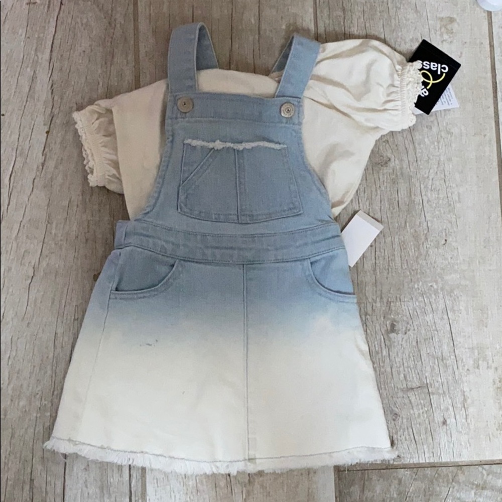 Toddler Top and jean skirt Overalls